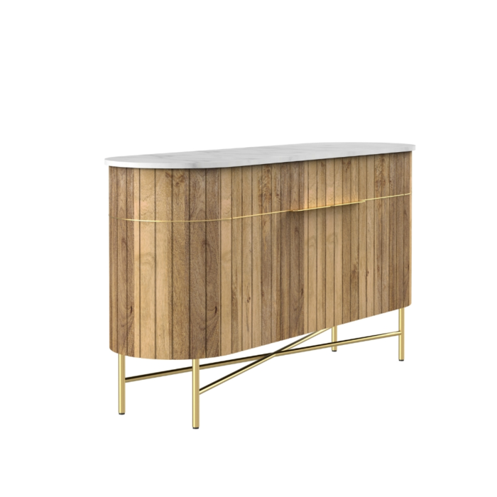 Piano Wooden Sideboard with White Marble Finish Top - Image 2