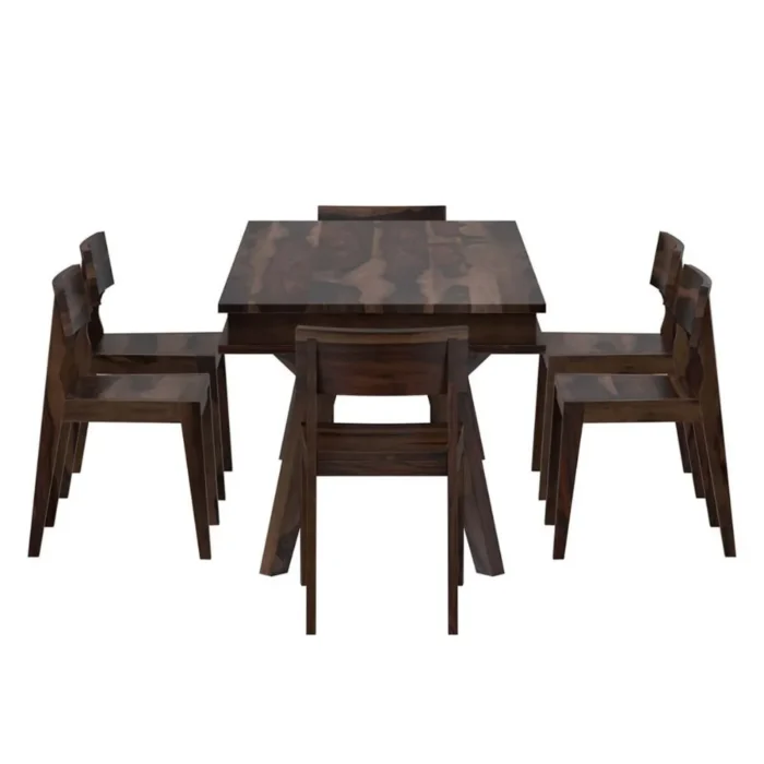 7-11 PRITI : Pasig Modern Rustic Solid Wood Dining Table and 6 Chair Set - Image 2