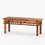 PRITI : Haines Rustic Solid Wood Dining Table Chair Bench Set - Image 7