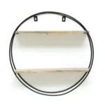 Rustic Solid Wood & Metal Circular Storage Shelf | Hanging Wall Shelf - Image 3