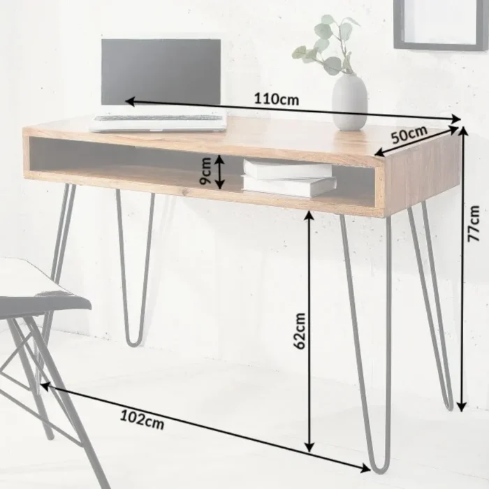 7-13 RETRO STURDY STONE FINISH HOME OFFICE DESK IN NATURAL SHEESHAM SOLID ROSEWOOD - Image 5