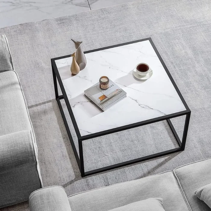 Stoke Marble Finish Square Coffee Table - Image 6