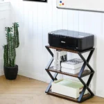 3 Tier Stand | Multi-purpose Wood Storage Shelf Organizer For Scanner, Printer With Wheels - Image 2