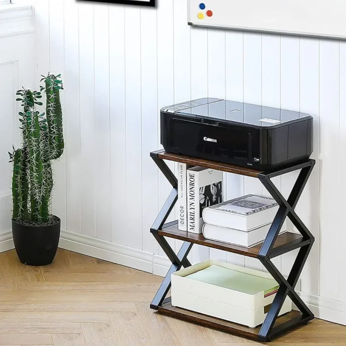 7-30 3 Tier Stand | Multi-purpose Wood Storage Shelf Organizer For Scanner, Printer With Wheels - Image 2