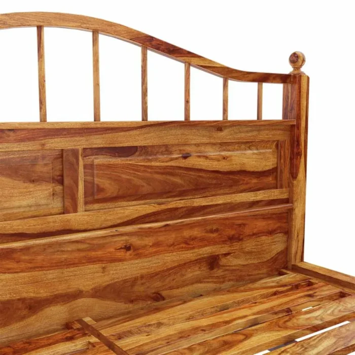 Priti : Colonial Rail Top Solid Wood Platform Bed Frame - Image 3