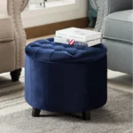 20” Wide Velvet Tufted Round Storage Poufs with Storage - Image 3