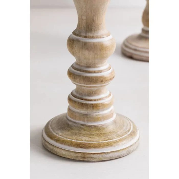 7-90 SET OF 2 MANGO WOODEN CANDLE HOLDERS SADEL - Image 4