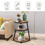 Vintage Brown 3-Tier Round End Table - Image 5