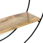 Rustic Solid Wood & Metal Circular Storage Shelf | Hanging Wall Shelf - Image 4