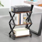 3 Tier Stand | Multi-purpose Wood Storage Shelf Organizer For Scanner, Printer With Wheels