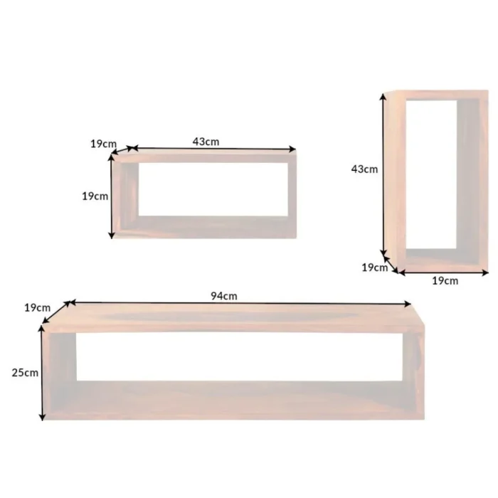 8-45 Solid Hanging Wall shelf set of 3 Sheesham Stone Finish - Image 6