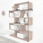 SOLID SHEESHAM WOOD BOOKSHELF IN STONE FINISH BOOKCASE | WOOD SHELVING - Image 4