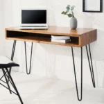 RETRO STURDY STONE FINISH HOME OFFICE DESK IN NATURAL SHEESHAM SOLID ROSEWOOD
