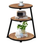 Vintage Brown 3-Tier Round End Table - Image 2
