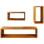 Solid Hanging Wall shelf set of 3 Sheesham Stone Finish - Image 2
