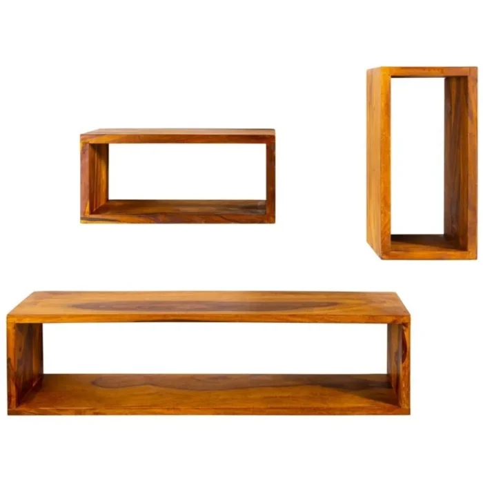 9-31 Solid Hanging Wall shelf set of 3 Sheesham Stone Finish - Image 2
