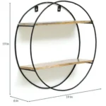 Rustic Solid Wood & Metal Circular Storage Shelf | Hanging Wall Shelf - Image 5