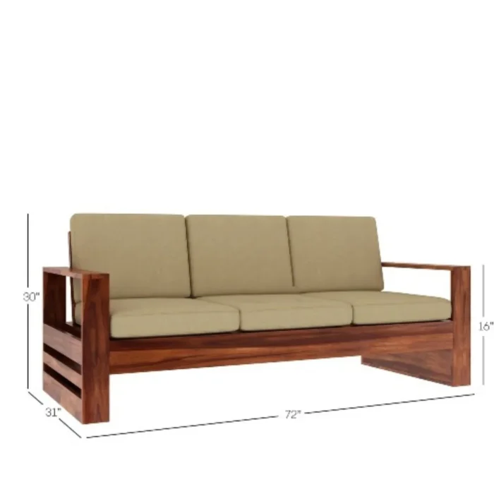 Priti : 5 Seater Wooden Sofa Set with Side Storage - Image 9