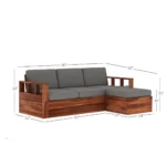 Priti : L-Shaped Solid Wood Multifunctional Corner Sofa with Storage - Image 4
