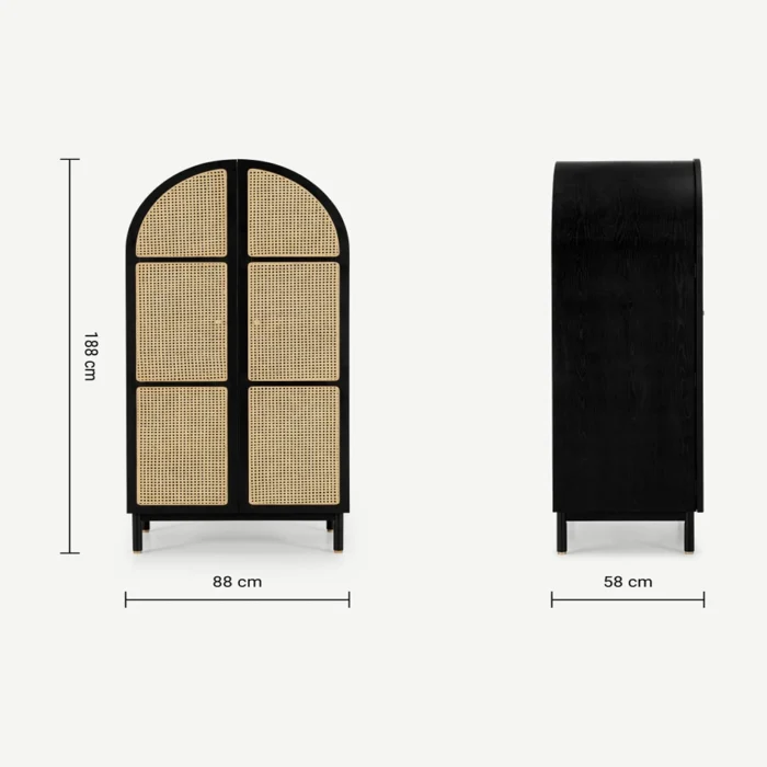 Almirah_3 Almeida Solid Wood and Rattan Wardrobe - Image 7