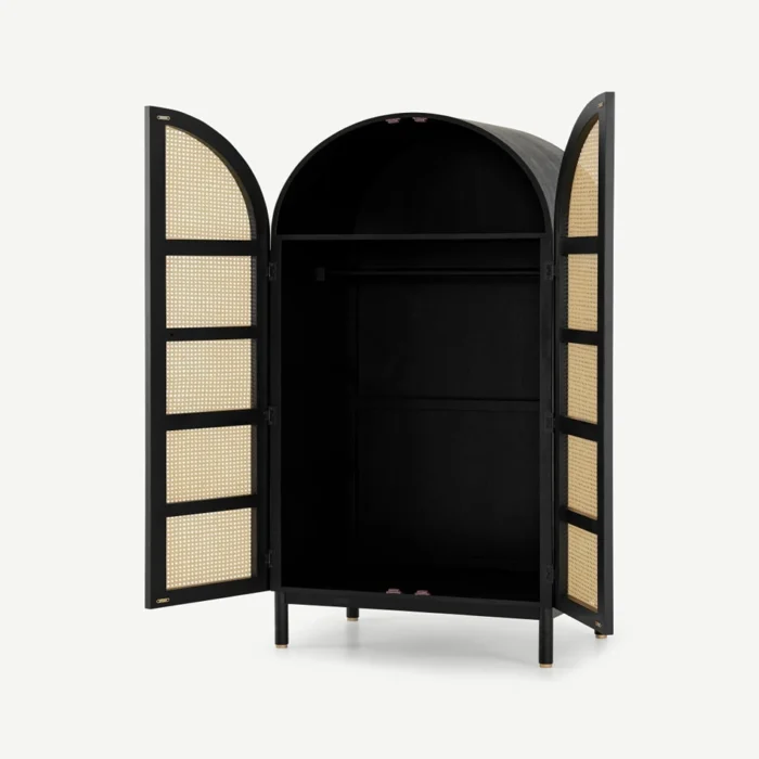 Almirah_5 Almeida Solid Wood and Rattan Wardrobe - Image 2