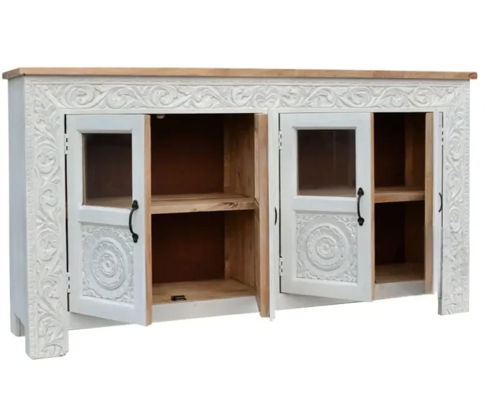 CHEST-OF-DRAWERS44 Ariande White 4 Door Sideboard - Image 2