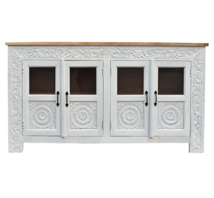 CHEST-OF-DRAWERS55 Ariande White 4 Door Sideboard - Image 7