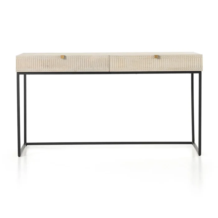 Priti Carved Mango Wood Writing Desk 56 - Image 4