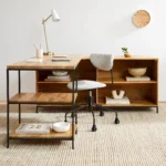 Priti Industrial Storage Modular Desk with Open Shelves Bookcase