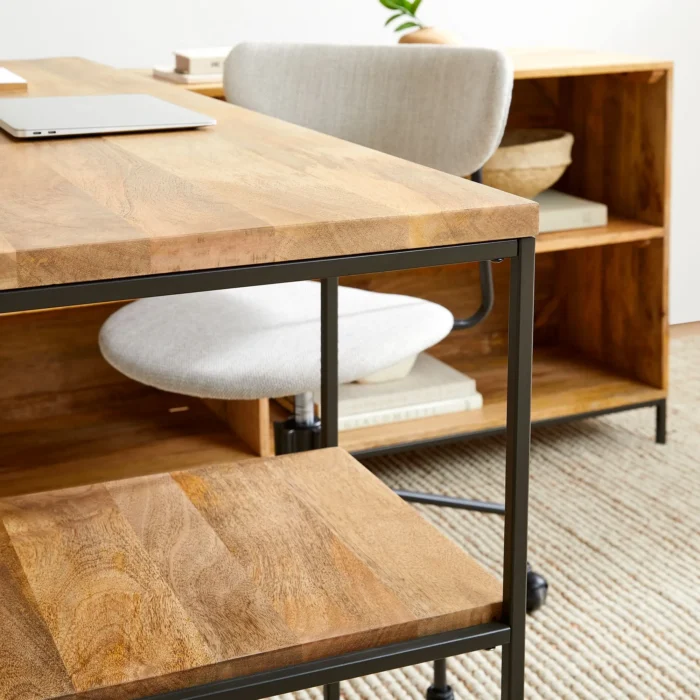 Industrial-Modular-Desk-2 Priti Industrial Storage Modular Desk with Open Shelves Bookcase - Image 8
