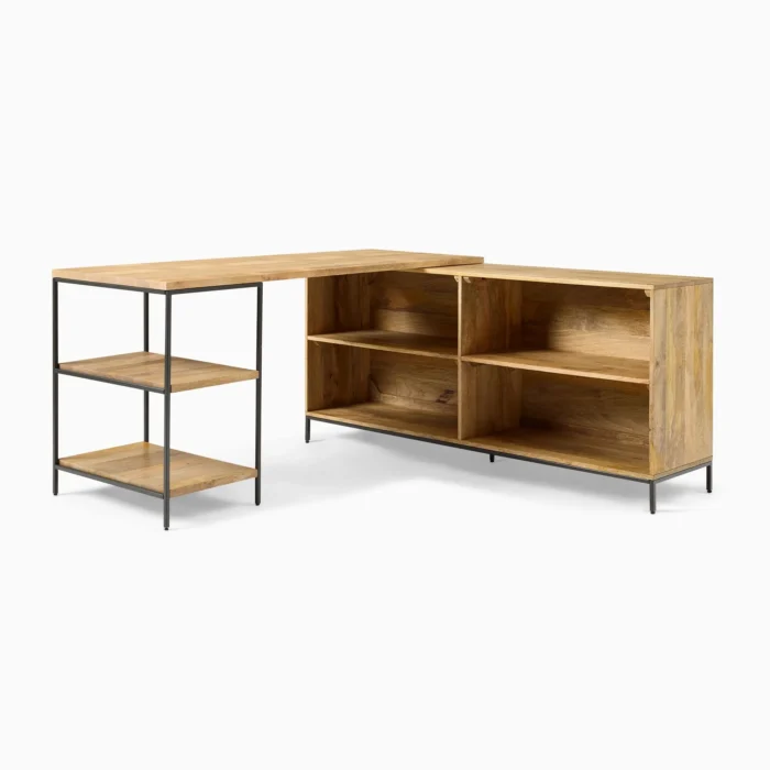 Industrial-Modular-Desk-3 Priti Industrial Storage Modular Desk with Open Shelves Bookcase - Image 7