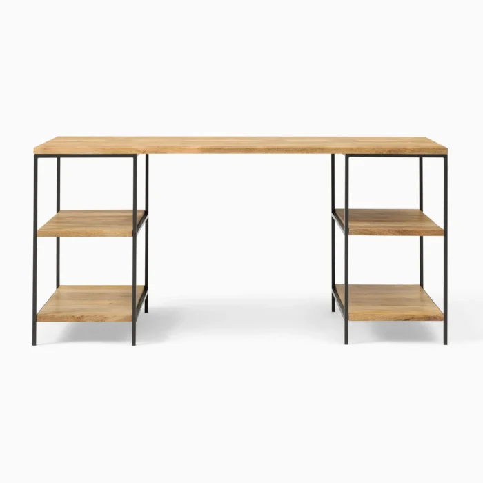 Priti Industrial Storage 3-Piece Modular Desk with Open Shelves - Image 8