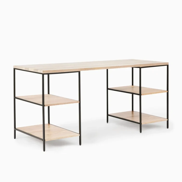 Priti Industrial Storage 3-Piece Modular Desk with Open Shelves - Image 4