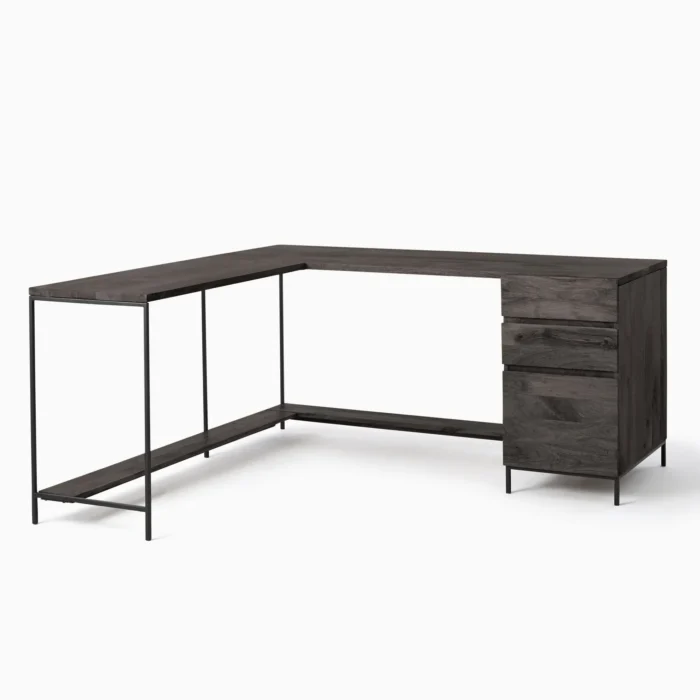 Priti Industrial Modular L-Shaped Desk and File Cabinet - Image 8