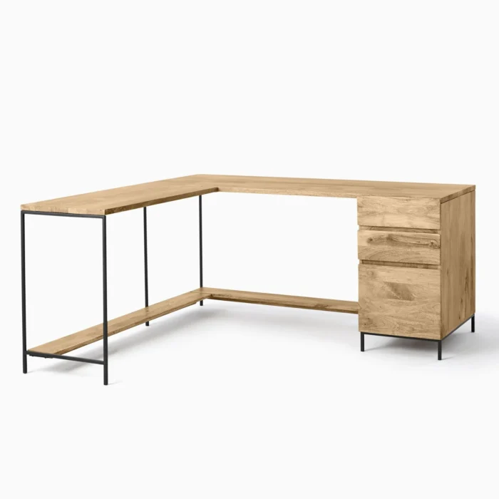 Priti Industrial Modular L-Shaped Desk and File Cabinet - Image 7