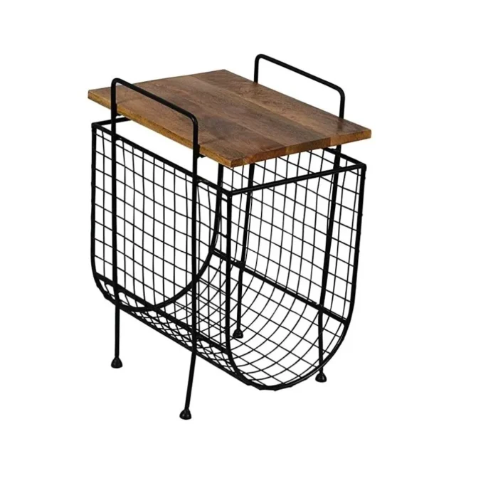 Metal With Wood Magazine Rack | Magazine Holder - Image 2