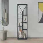 70.9" Symmetrical Metal Matt Black Bookshelf Bookcase in 6 Shelves