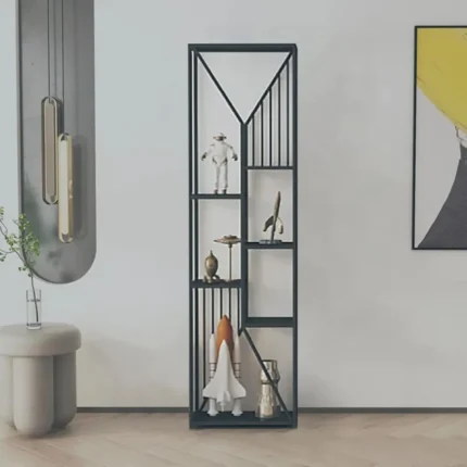 70.9" Symmetrical Metal Matt Black Bookshelf Bookcase in 6 Shelves