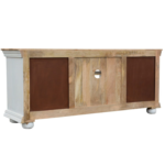 Traditional Carved Indian White TV Cabinet - Image 9