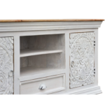Traditional Carved Indian White TV Cabinet - Image 6