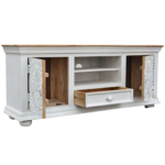 Traditional Carved Indian White TV Cabinet - Image 5