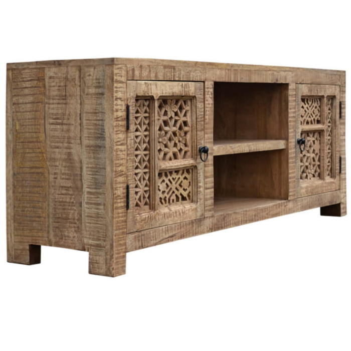 PRITI-TV-CABINET-BOHO-STYLE-CARVED1 Boho Style Carved TV Cabinet - Image 2