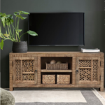 Boho Style Carved TV Cabinet