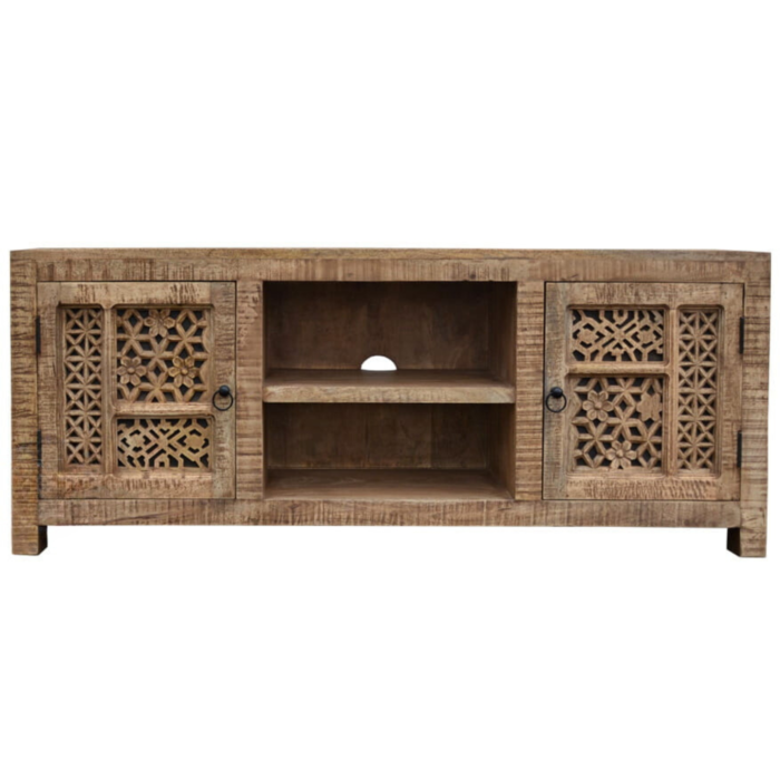 PRITI-TV-CABINET-BOHO-STYLE-CARVED5 Boho Style Carved TV Cabinet - Image 4