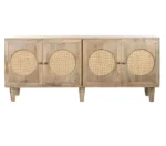 Rattan 4 Door Sideboard in Solid Wood - Image 2