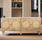 Rattan 4 Door Sideboard in Solid Wood