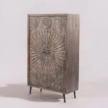Olive Walnut Carved Cabinet