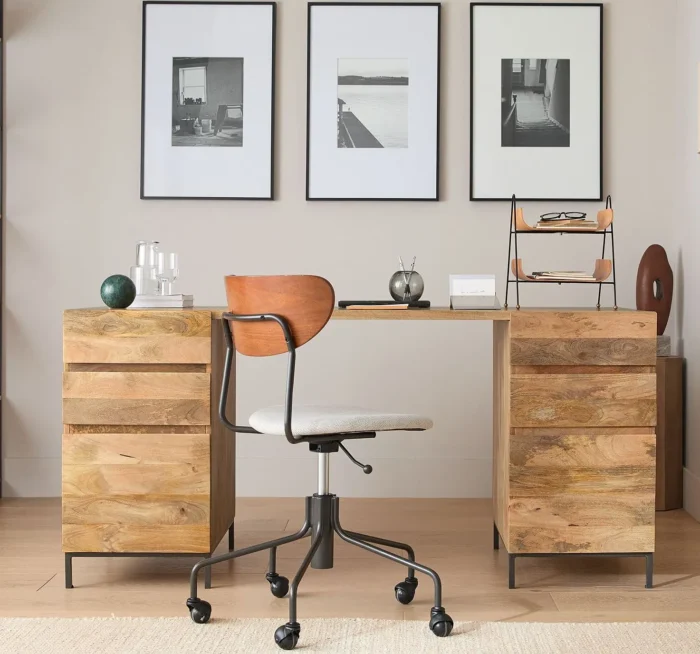 PritiHome1199 Priti Modular Desk 2 File Cabinets with 4 Drawer - Image 1