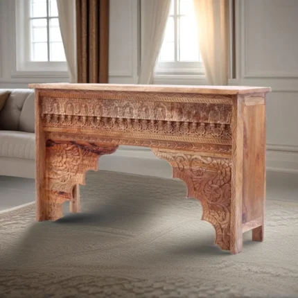 Arch Carved Solid Wood Console Table