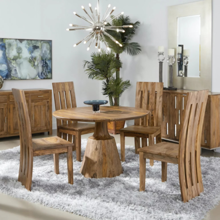 Priti Casual Dining Welby Solid Wood Round Dining Table with Pedestal Base